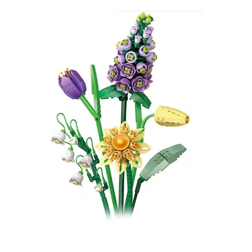 LG11672 brickNblocks® Mini bouwblokjes bloemenboeket paars en geel, ca. 534 steentjes