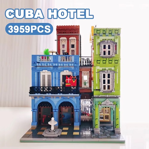  14013 -  mini bouwblokjes, Cuba Hotel, 3950 steentjes, LET OP: kleinere blokjes dan Lego