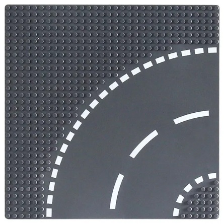 LG20001 BricksNBlocks® LEGO en Sluban compatible City grondplaat bocht, 25,5 x 25,5 cm