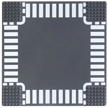 LG20003 BricksNBlocks® LEGO en Sluban compatible City grondplaat kruispunt, 25,5 x 25,5 cm