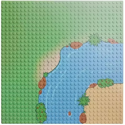 LG20015 BricksNBlocks® LEGO en Sluban compatible City grondplaat rivier, bocht, 25,5 x 25,5 cm