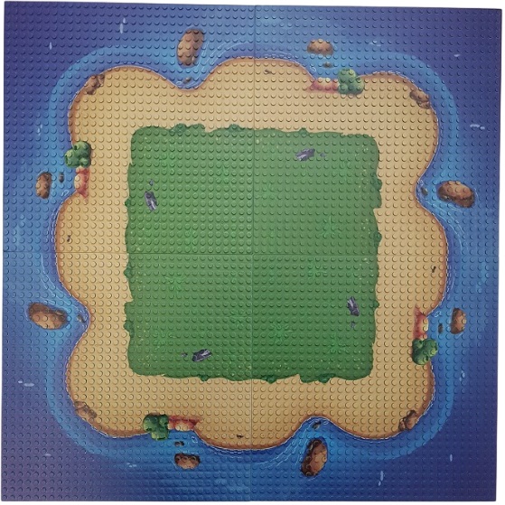  20007 -  bricksNblocks® schateiland grondplaat hoek 25,5 x 25,5 cm (32 x 32 nopjes), compatible met andere bouwblokjes systemen, per stuk