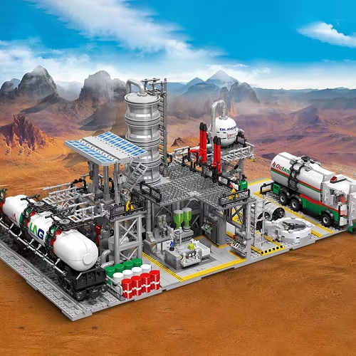  20082 -  Bouwblokjes aardgasopslagcentum en laboratorium, compatible met Lego en Sluban, 717 steentjes