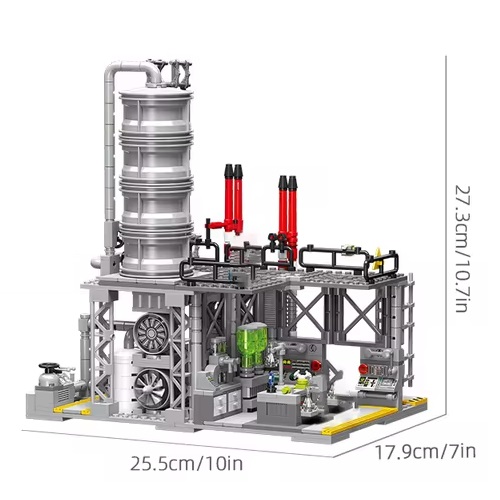  20082 -  Bouwblokjes aardgasopslagcentum en laboratorium, compatible met Lego en Sluban, 717 steentjes