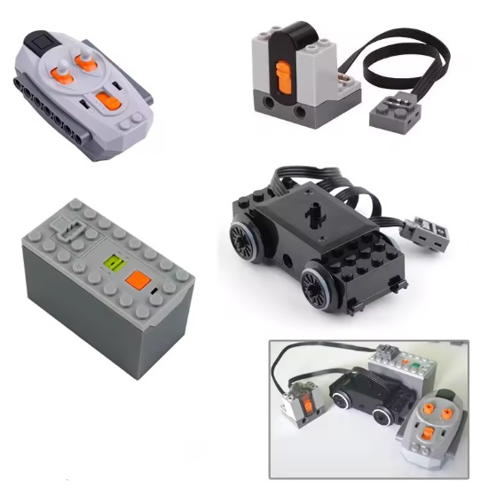 LG20104 Bouwblokjes trein elektrificeer-set, met treinmotor, ontvanger, batterijbox en kleine afstandsbediening, compatible met o.a. Lego en Mould King