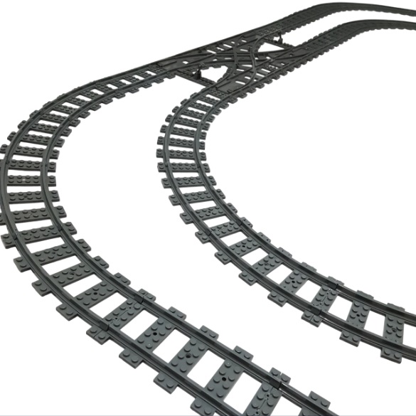bricksNblocks® 20107 - bricksNblocks® bricksNblocks® complete dubbelspoor treinbaan set, ca. 160x95cm, 32 gebogen rails, 22 rechte rails en dubbelspoor wissel