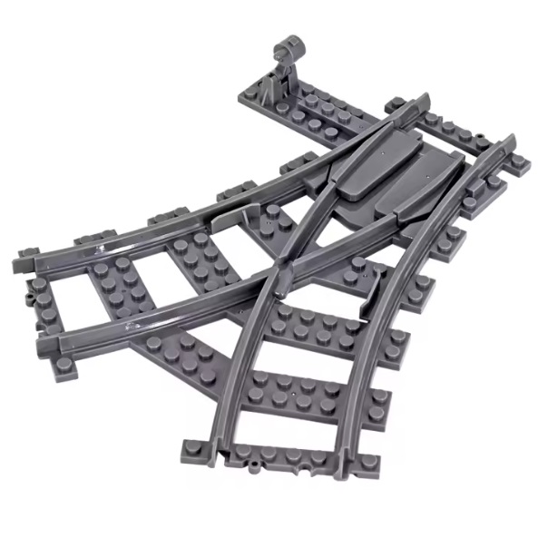 LG20110 Bouwblokjes splitsing van 1 naar 2 sporen, compatible met Mould King en Lego trein banen