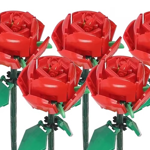  32011 -  bouwblokjes rode roos, 69 steentjes, compatible met Lego