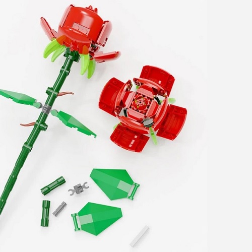  32011 -  bouwblokjes rode roos, 69 steentjes, compatible met Lego