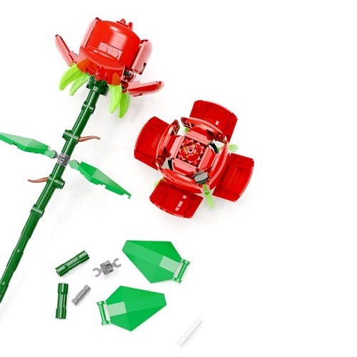  32013 -  bouwblokjes lichtblauwe roos, 69 steentjes, compatible met Lego