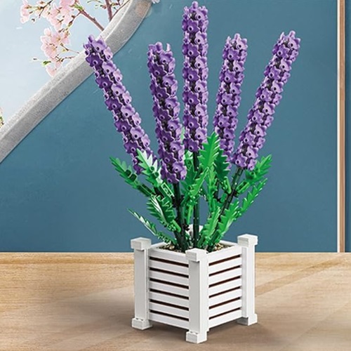  32103 -  Bouwblokjes Lavendel in witte bak, compatible met Lego, 1204 blokjes