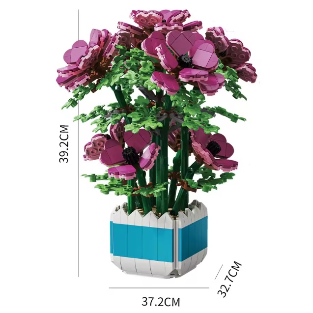  32104 -  Bouwblokjes Actiniaria plant in pot, 1067 blokjes, compatible met Lego