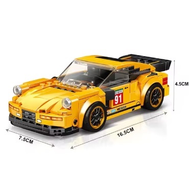 LG66008 Bouwblokjes gele sportwagen, 236 blokjes, compatibel met Lego en Sluban