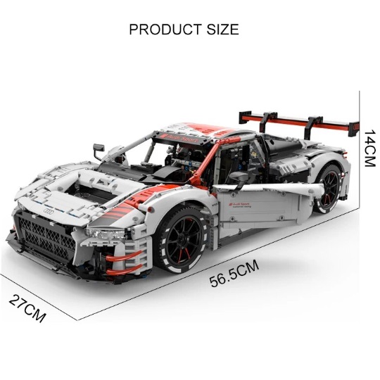 Rastar 99310 - Rastar Rastar Audi R8 LMS GT3 (1:8) bouwblokjes bouwpakket, 3314 blokjes, compatible met Lego