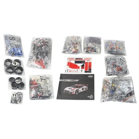 Rastar 99310 - Rastar Rastar Audi R8 LMS GT3 (1:8) bouwblokjes bouwpakket, 3314 blokjes, compatible met Lego